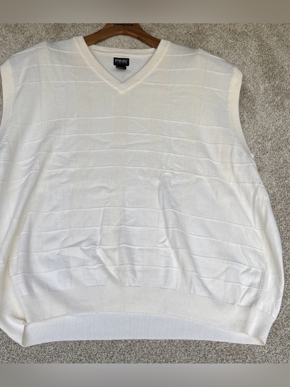 Ping Collection Golf Vest Men's 2XL Off-White V-Neck Pullover Cotton Sleeveless
